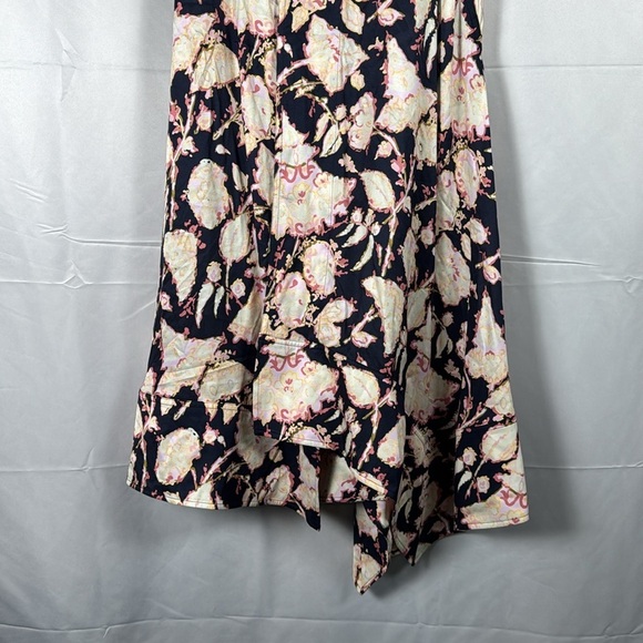 A.L.C. Emery Maritime Midi Dress Navy Multi Floral Asymmetric Belted Romantic 2 - Picture 5 of 16